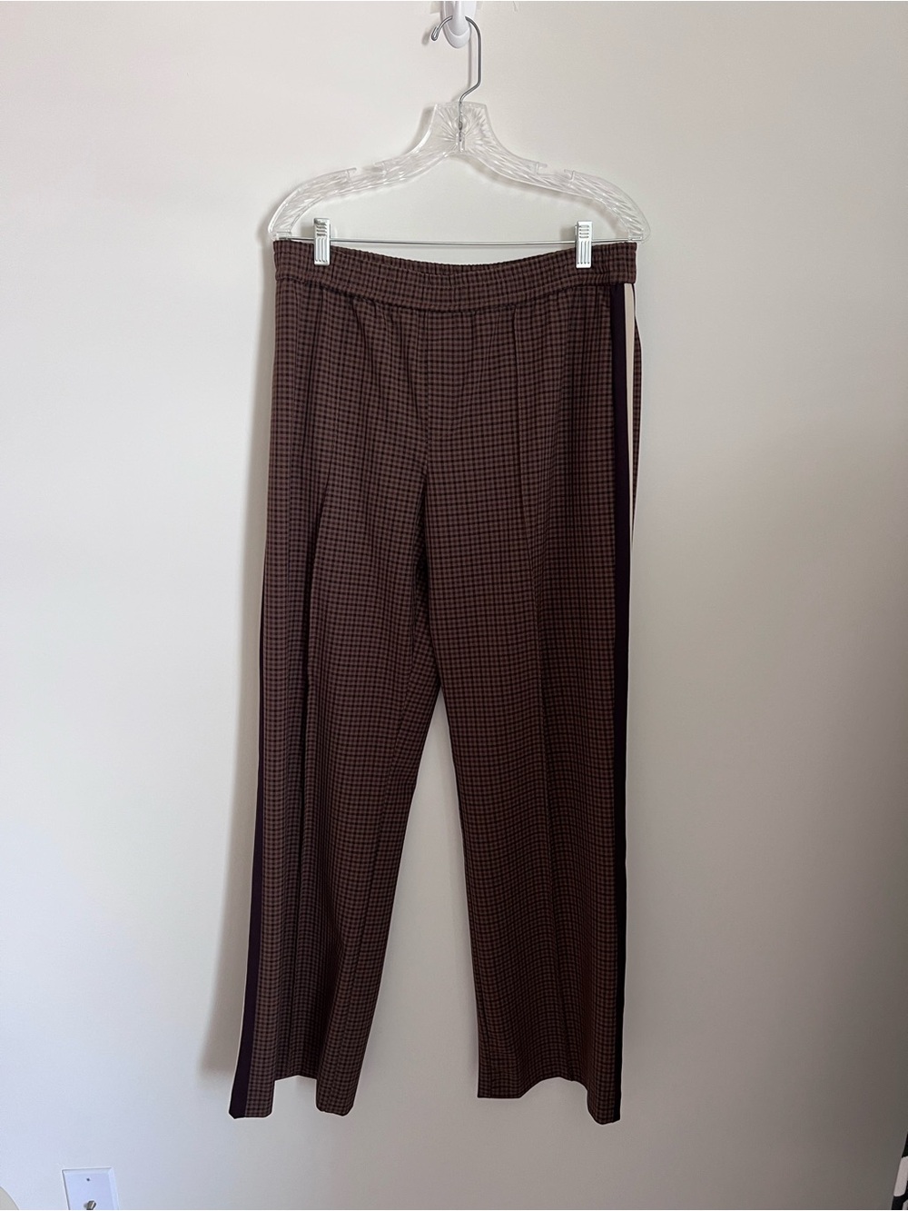 Zara Brown Checked Straight-Leg Pants